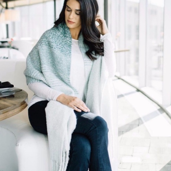 mer sea Accessories - MER SEA OVERSIZED OMBRÉ FRINGE HEM SCARF COASTAL GRANDMA BEACHY PRETTY